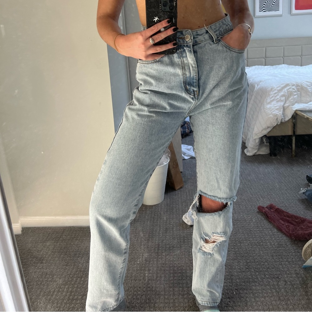 nasty gal baggy acid wash distressed jeans